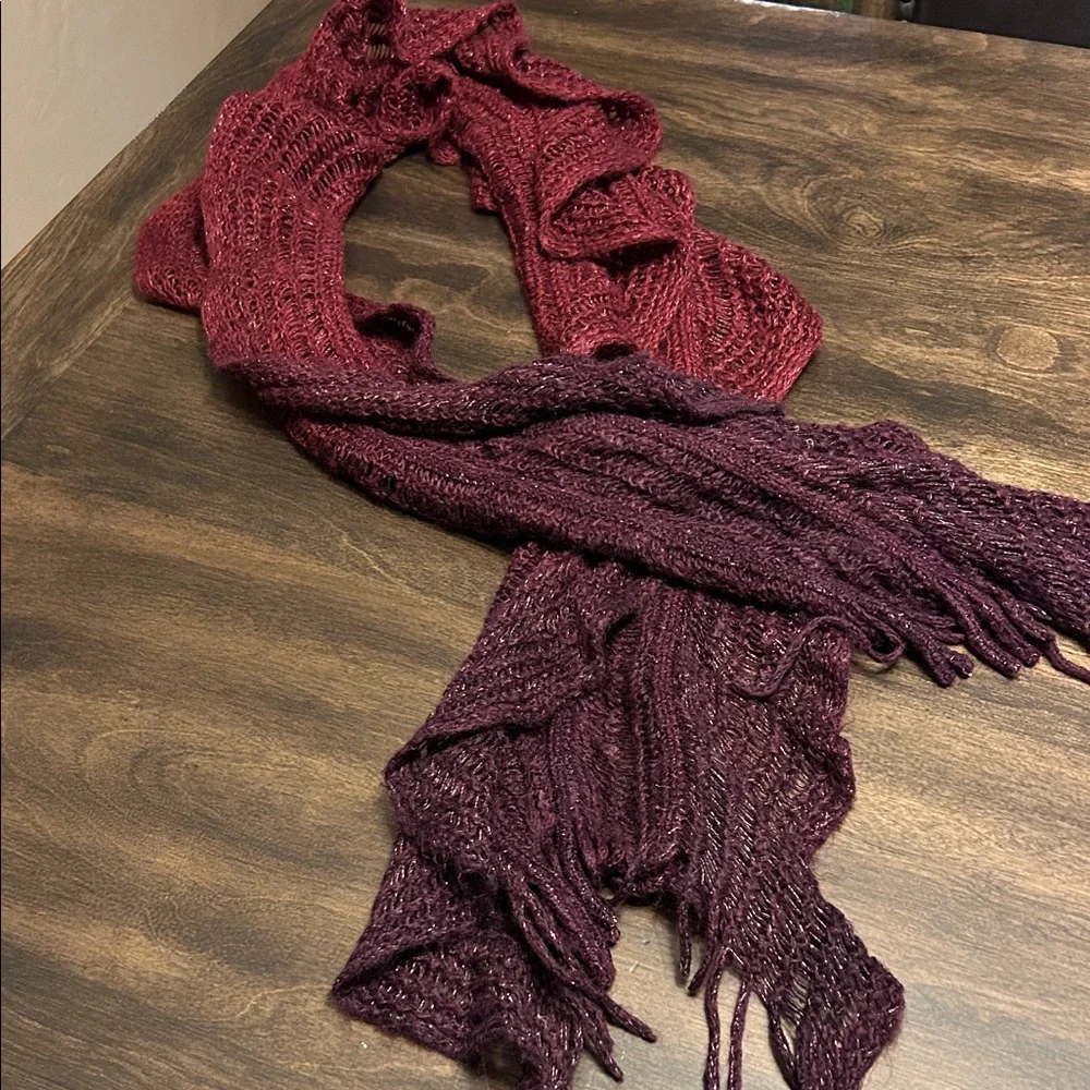 Elegant Burgundy & Purple Knit Scarf